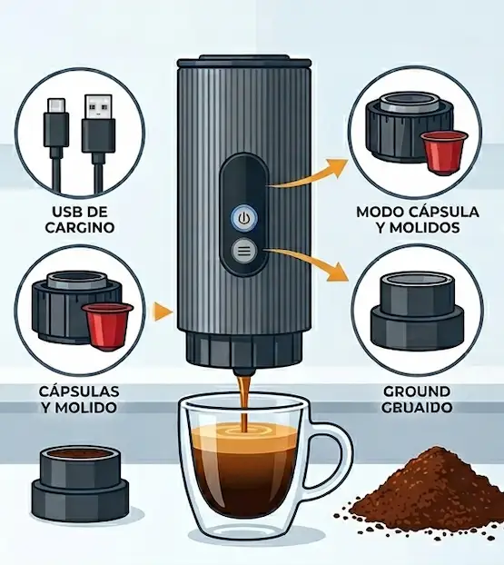 recomendamos una cafetera portátil